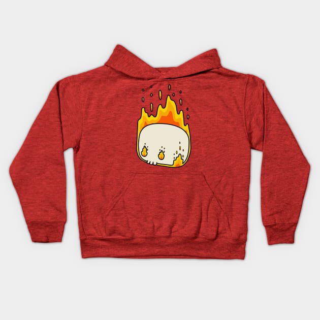 Flaming Skull Kids Hoodie by timbo